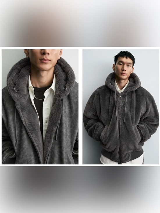 Zara Other - ZARA REVERSIBLE LEATHER BOMBER JACKET GRAY LARGE